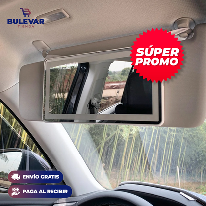 Espejo LED Portátil para Carro® — Pantalla Táctil con Iluminación Recargable