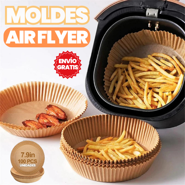 Moldes Pergamino Air Fryer 100 Unidades® — Antiadherente y Resistente al Calor