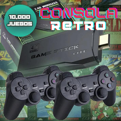 Consola GameStick 4K Retro® — +10.000 Juegos + 2 Mandos Inalámbricos