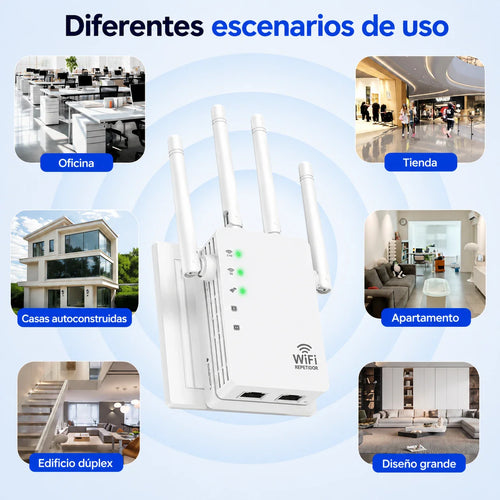 Repetidor WiFi 4 Antenas 300 Mbps® — Amplificador de Señal para Toda la Casa