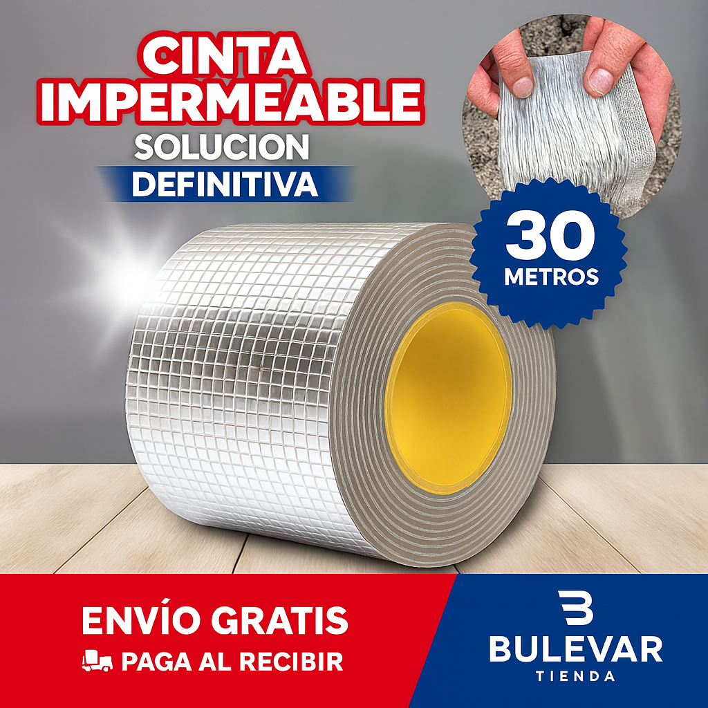 Cinta Impermeable Súper Adhesiva 30 Metros® — Repara Goteras y Fugas al Instante