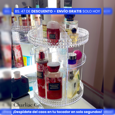 Organizador Acrílico de Maquillaje Giratorio 360° - Charliac Bolivia