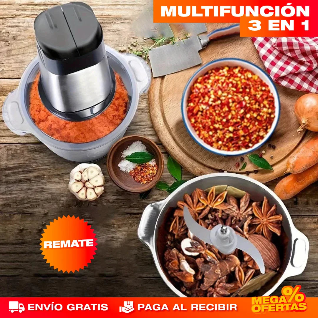 Molino Picador Eléctrico 2L® — Acero Inoxidable para Café, Especias y Carne