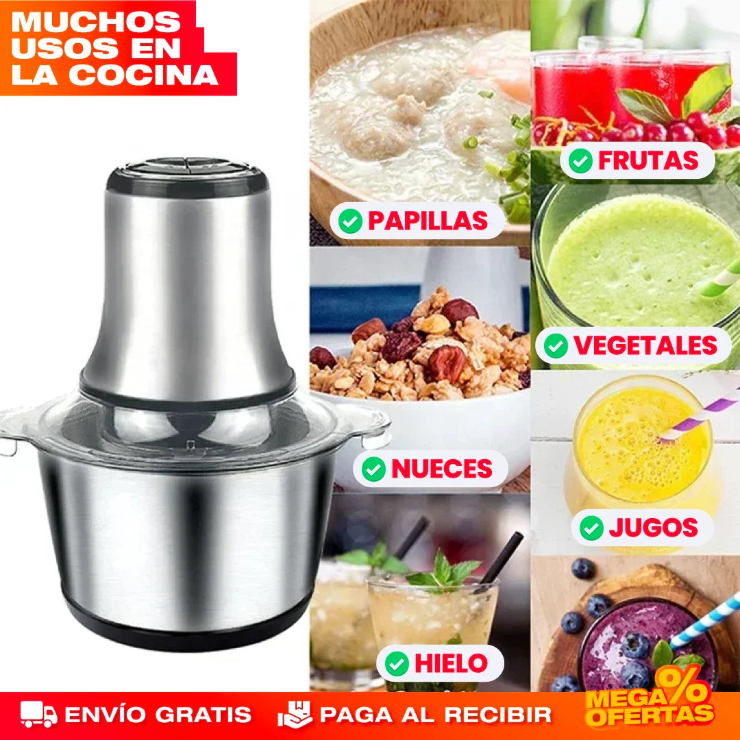 Molino Picador Eléctrico 2L® — Acero Inoxidable para Café, Especias y Carne