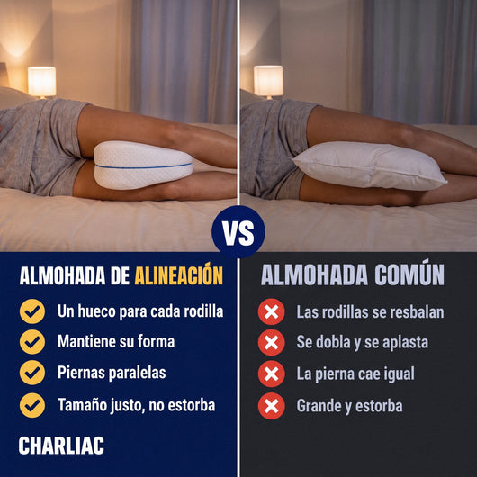 Almohada de Alineación frente a una almohada común entre las rodillas