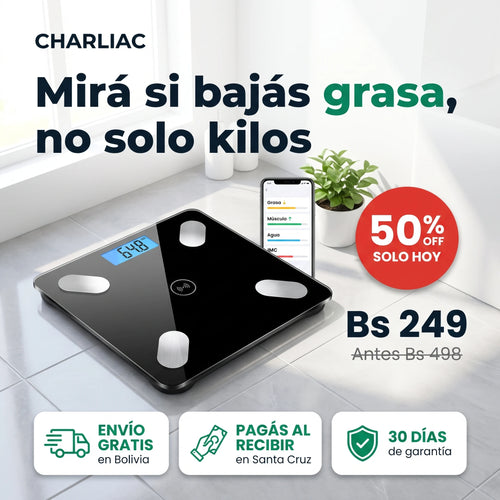 Balanza Inteligente Bluetooth® — Mide Grasa, Músculo y Agua con App
