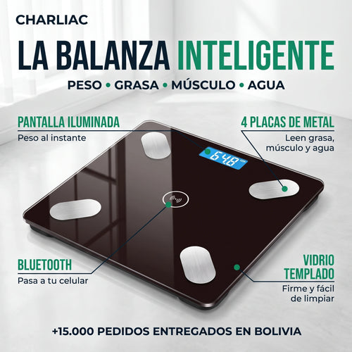 Balanza Inteligente Bluetooth® — Mide Grasa, Músculo y Agua con App