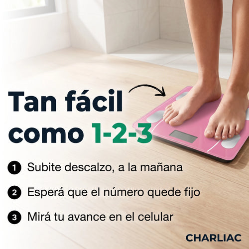 Balanza Inteligente Bluetooth® — Mide Grasa, Músculo y Agua con App