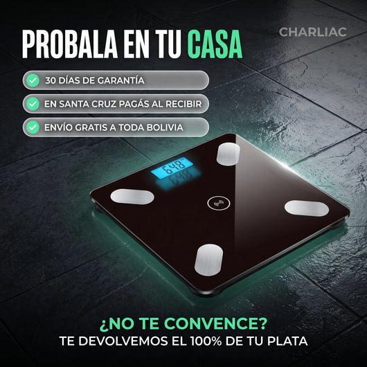 Garantía de 30 días de la balanza inteligente, pago al recibir en Santa Cruz y envío gratis a toda Bolivia
