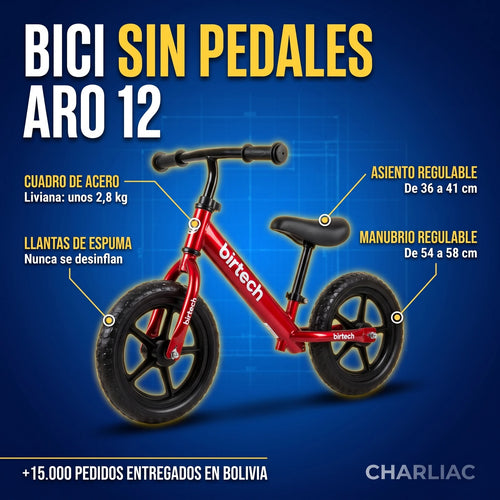 Bicicleta de Equilibrio Aro 12® — Sin Pedales, Niños de 3 a 5 Años
