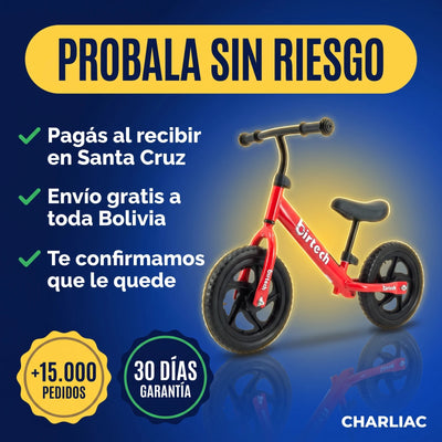 Bicicleta de equilibrio roja: pagás al recibir en Santa Cruz, envío gratis y 30 días de garantía
