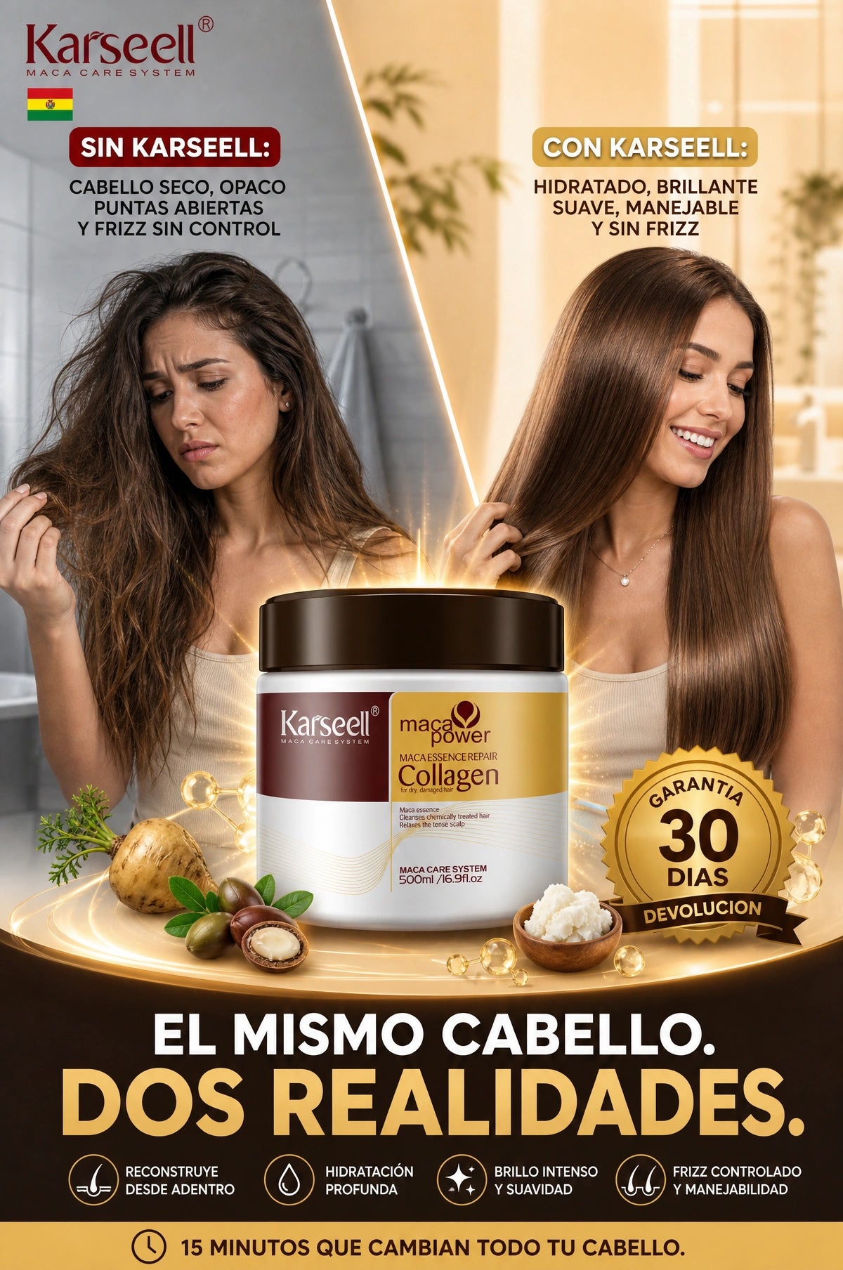 before_after - Mascarilla capilar con colágeno Karseell