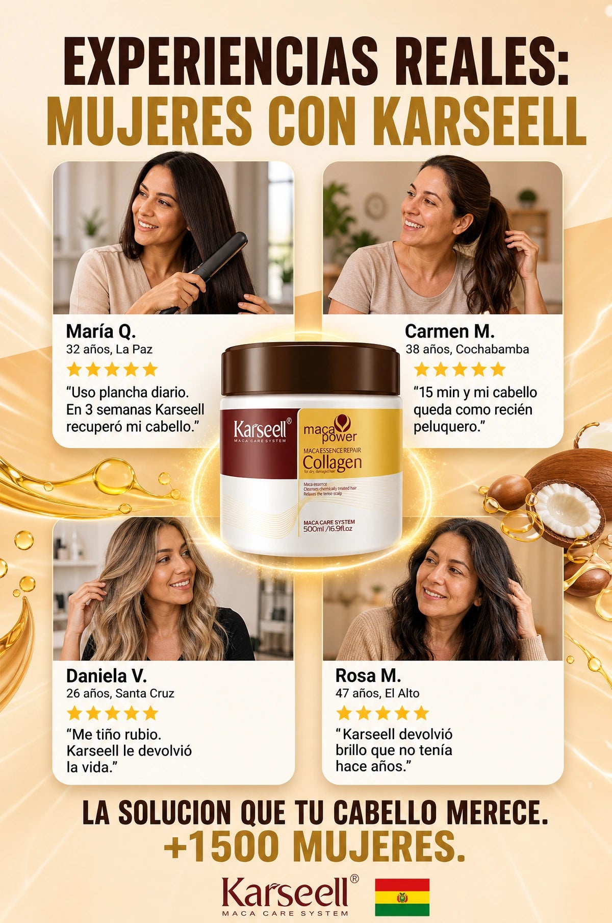 testimonials - Mascarilla capilar con colágeno Karseell