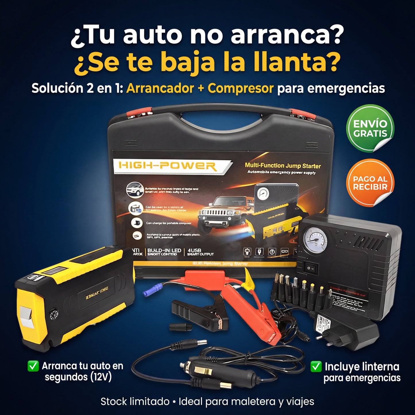 Kit Auto 2 en 1: Arrancador + Compresor
