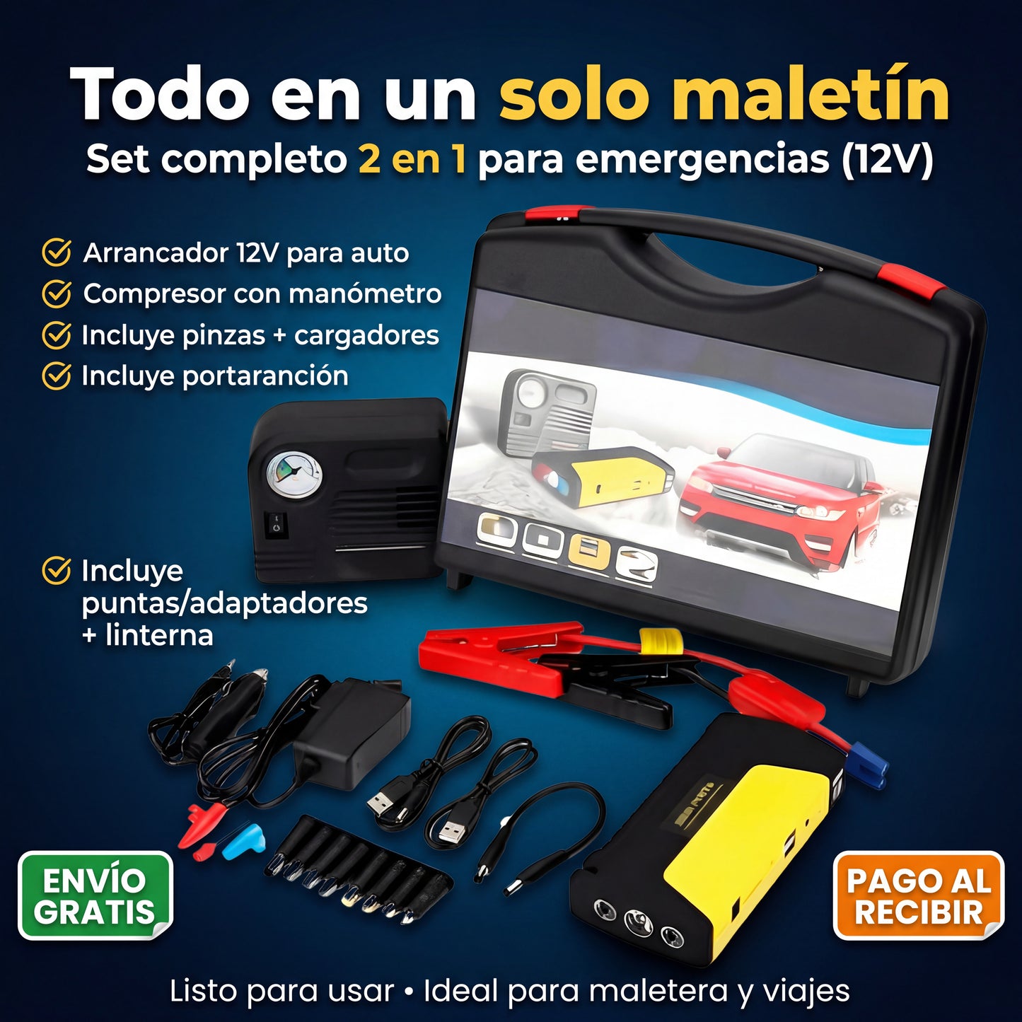 Kit Auto 2 en 1: Arrancador + Compresor