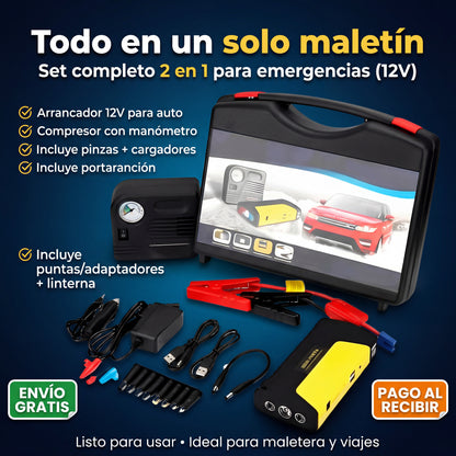 Kit Auto 2 en 1: Arrancador + Compresor