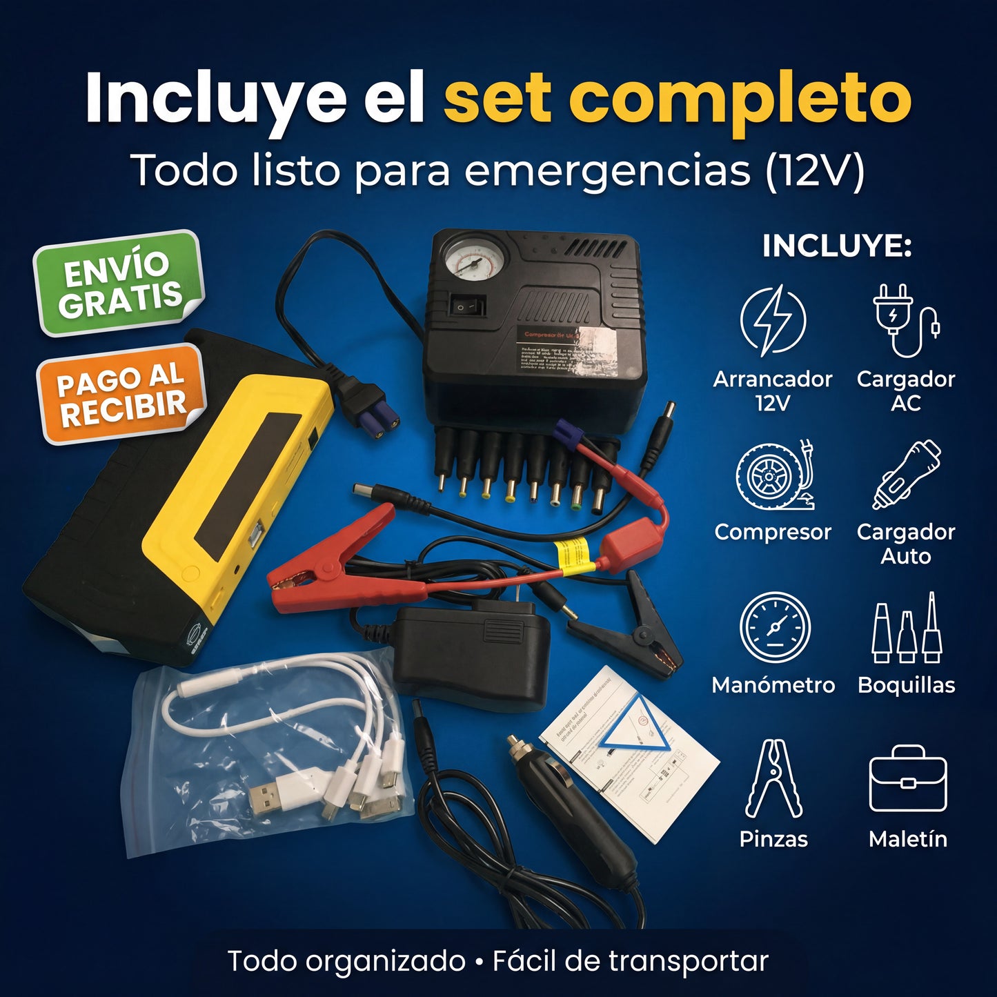 Kit Auto 2 en 1: Arrancador + Compresor