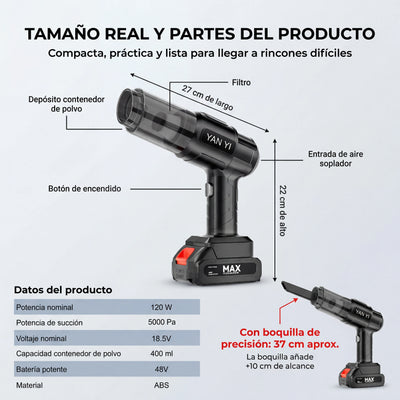 Aspiradora + Sopladora Portátil Profesional