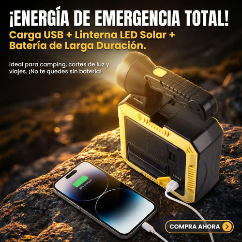 Kit Linterna Solar Multifuncional® - Reflector + Batería + 16 Herramientas