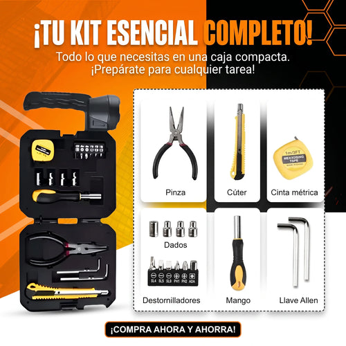 Kit Linterna Solar Multifuncional® - Reflector + Batería + 16 Herramientas