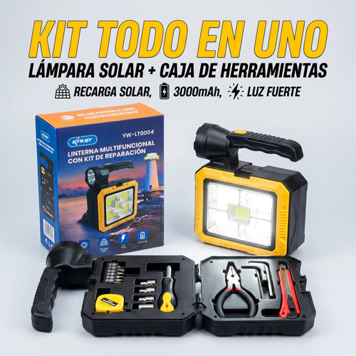 Powerkit® - Kit de Linterna + Reflector + Batería + 16 Herramientas