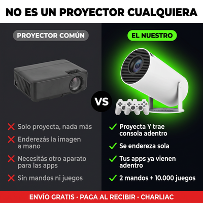 No es un proyector cualquiera: comparación contra un proyector común sin juegos