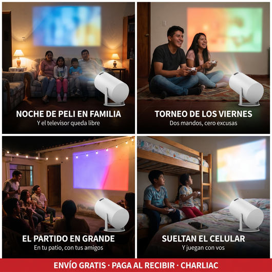 Cuatro formas de usarlo: noche de peli, torneo de los viernes, el partido en el patio y los chicos jugando