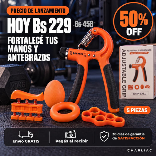 Kit 5 Piezas Fortalecedor de Antebrazo y Mano® — Ajustable 5-60 kg
