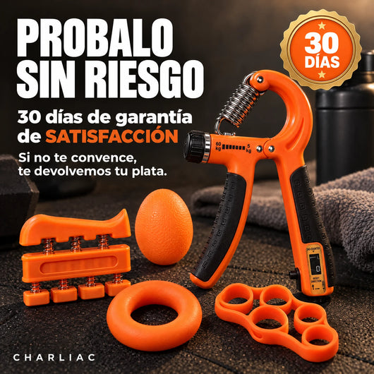 30 días de garantía de satisfacción en el kit fortalecedor de antebrazo y mano Charliac