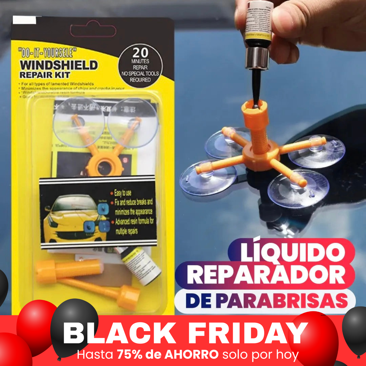 KIT REPARACIÓN DE PARABRISAS Y VIDRIOS