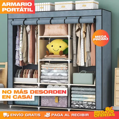 Closet Armable Portátil® — 3 Cuerpos + 8 Compartimentos Tela Impermeable