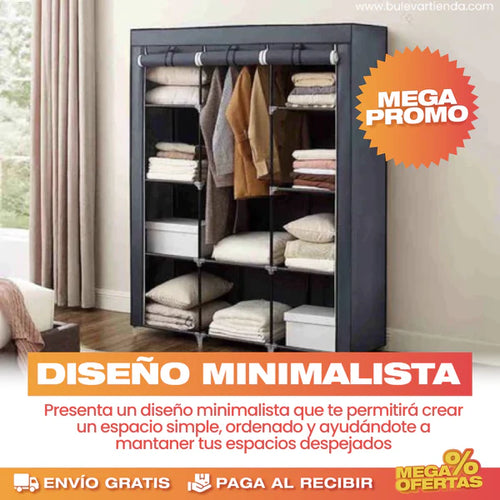 Closet Armable Portátil® — 3 Cuerpos + 8 Compartimentos Tela Impermeable