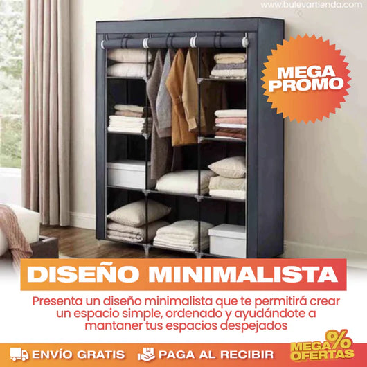 Closet Armable Portátil® — 3 Cuerpos + 8 Compartimentos Tela Impermeable