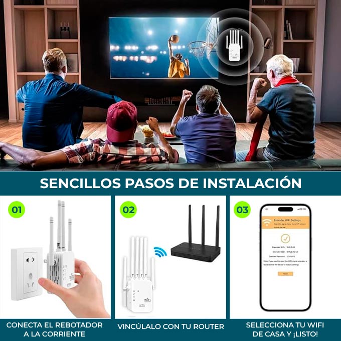 TurboWiFi Pro - 3 pasos de instalación en 60 segundos