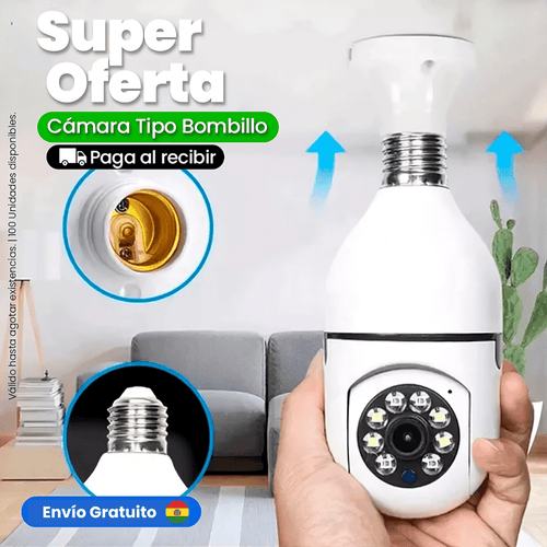 Centinel ® - Cámara Bombillo WiFi 360° Visión Nocturna