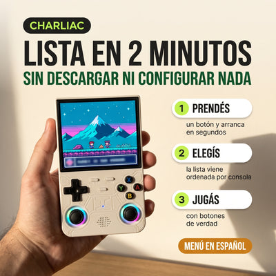 RetroPocket Pro lista en 2 minutos: prendés, elegís y jugás, menú en español