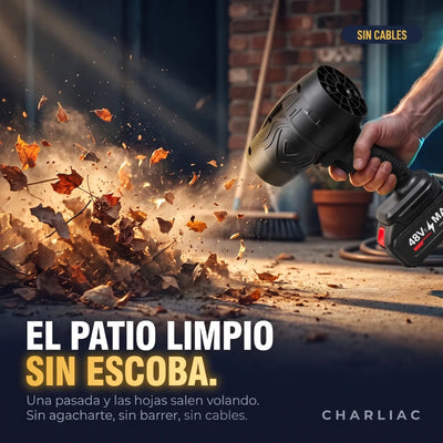 Soplador Inalámbrico Pro limpiando las hojas secas del patio sin escoba