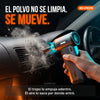 Soplador turbo limpiando la rejilla del aire del auto — el polvo no se limpia, se mueve